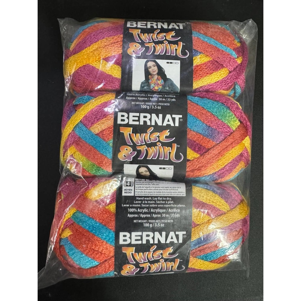 3 Skein Bernat Twist & Twirl Yarn Circus